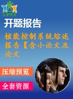 核能控制系統(tǒng)綜述報告【含小論文及論文參考資料】