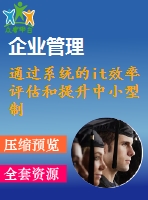 通過系統(tǒng)的it效率評估和提升中小型制造企業(yè)的競爭力